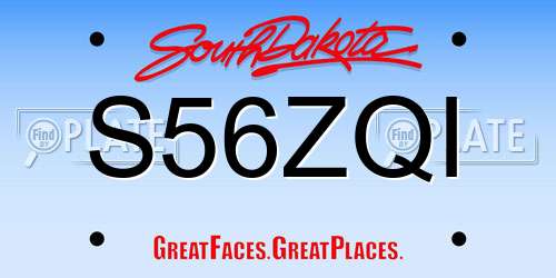 S56ZQI South Dakota License Plate