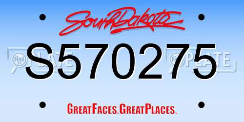 S570275 South Dakota License Plate