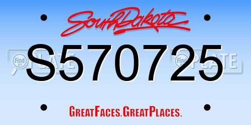 S570725 South Dakota License Plate