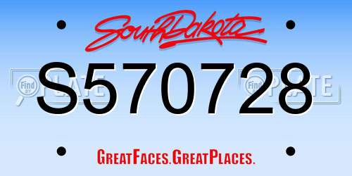 S570728 South Dakota License Plate