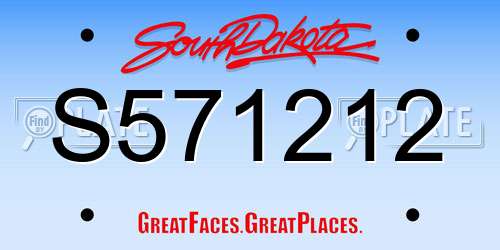 S571212 South Dakota License Plate