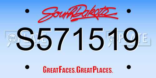 S571519 South Dakota License Plate