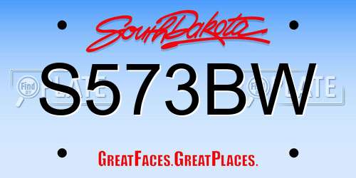 S573BW South Dakota License Plate