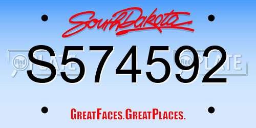 S574592 South Dakota License Plate