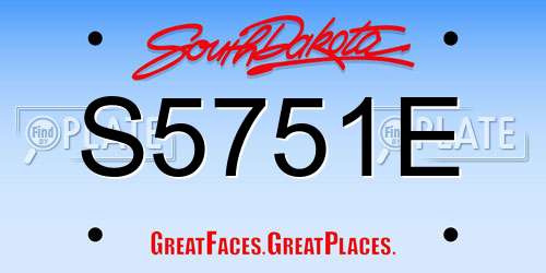S5751E South Dakota License Plate