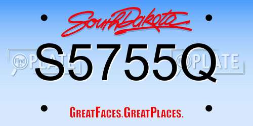 S5755Q South Dakota License Plate