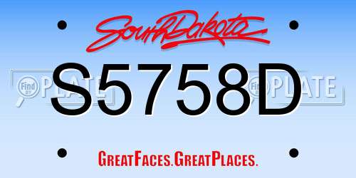S5758D South Dakota License Plate