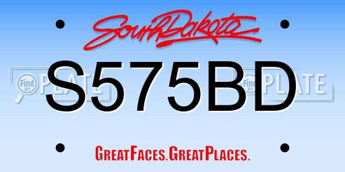 S575BD South Dakota License Plate
