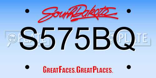 S575BQ South Dakota License Plate