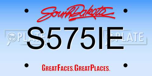 S575IE South Dakota License Plate