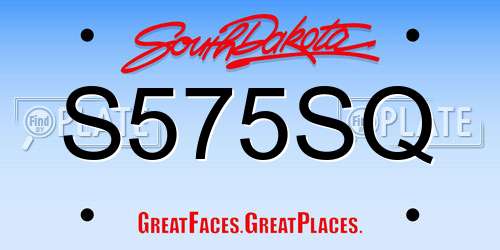 S575SQ South Dakota License Plate