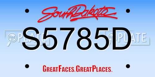 S5785D South Dakota License Plate