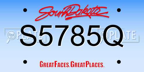 S5785Q South Dakota License Plate