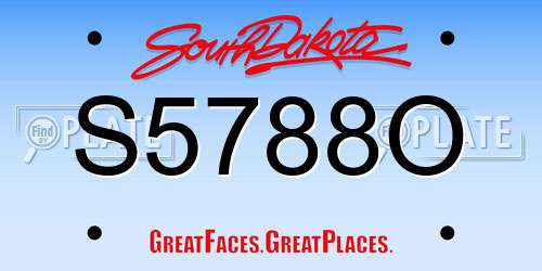 S5788O South Dakota License Plate