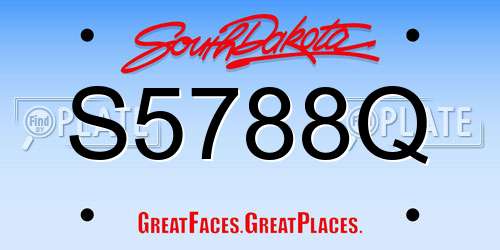 S5788Q South Dakota License Plate