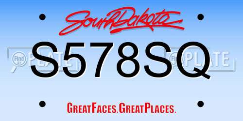 S578SQ South Dakota License Plate