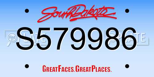 S579986 South Dakota License Plate