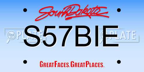 S57BIE South Dakota License Plate