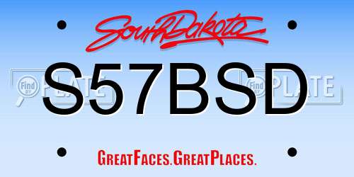 S57BSD South Dakota License Plate
