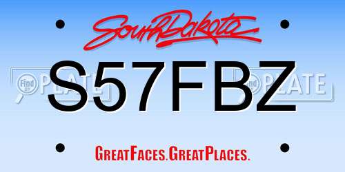 S57FBZ South Dakota License Plate