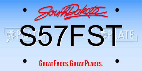 S57FST South Dakota License Plate