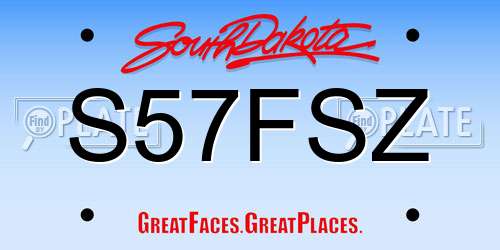 S57FSZ South Dakota License Plate