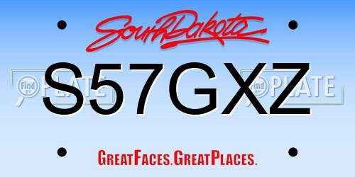 S57GXZ South Dakota License Plate