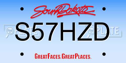 S57HZD South Dakota License Plate
