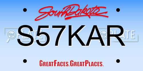 S57KAR South Dakota License Plate