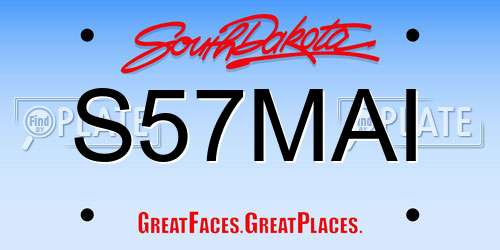 S57MAI South Dakota License Plate