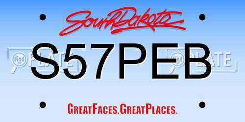 S57PEB South Dakota License Plate