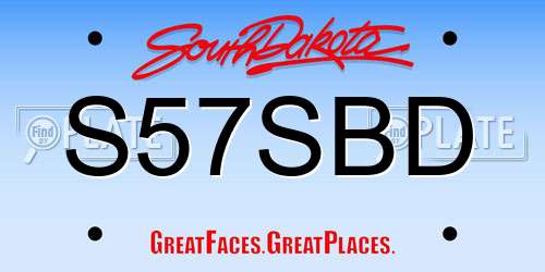 S57SBD South Dakota License Plate
