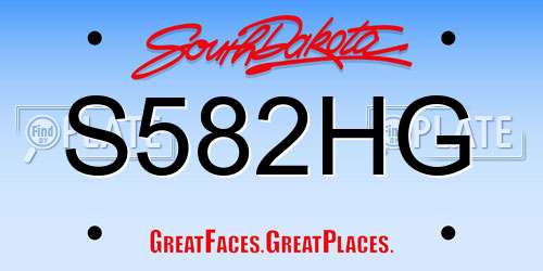 S582HG South Dakota License Plate