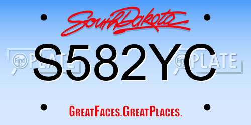S582YC South Dakota License Plate
