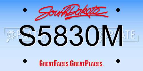 S5830M South Dakota License Plate