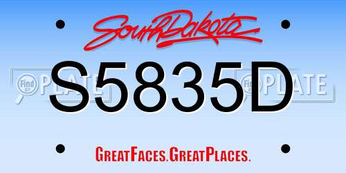 S5835D South Dakota License Plate