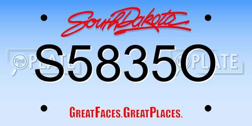 S5835O South Dakota License Plate