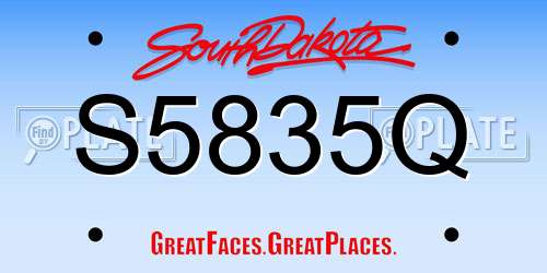 S5835Q South Dakota License Plate