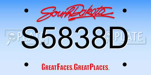 S5838D South Dakota License Plate