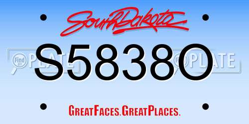 S5838O South Dakota License Plate