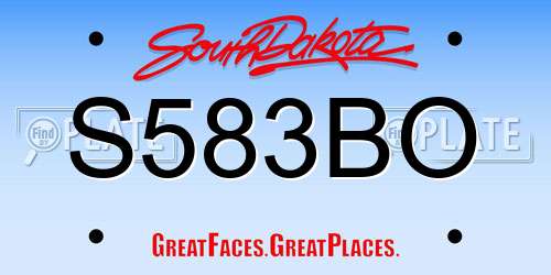 S583BO South Dakota License Plate