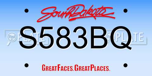S583BQ South Dakota License Plate