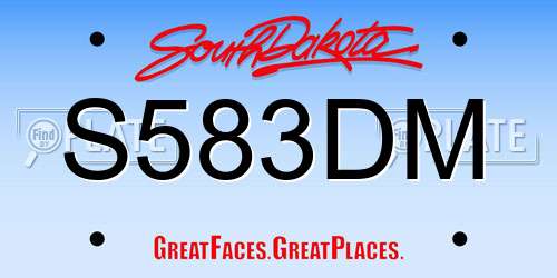 S583DM South Dakota License Plate
