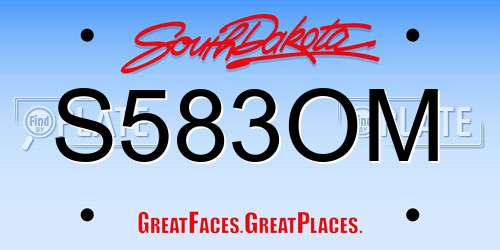 S583OM South Dakota License Plate