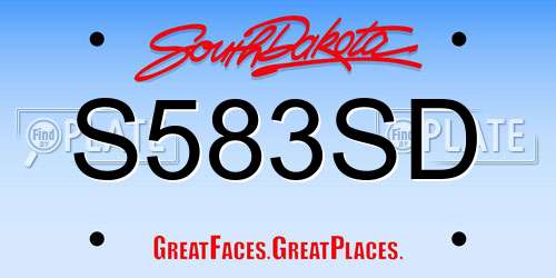S583SD South Dakota License Plate