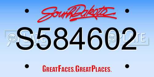 S584602 South Dakota License Plate