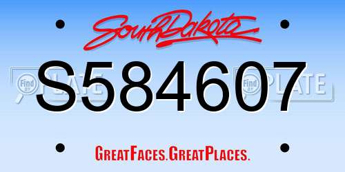 S584607 South Dakota License Plate