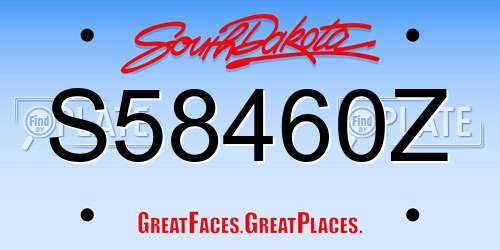 S58460Z South Dakota License Plate