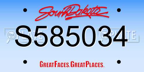 S585034 South Dakota License Plate