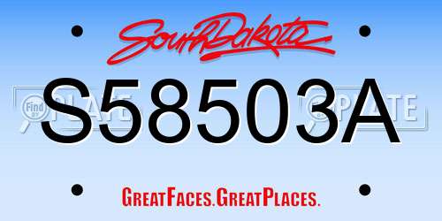 S58503A South Dakota License Plate